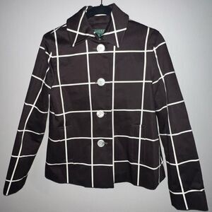 Lauren Ralph Lauren Black and White Checkered Blazer